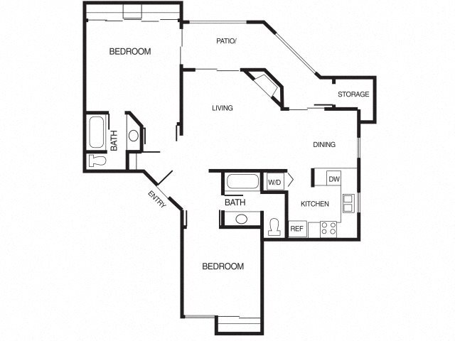 B3 2 Bed 2 Bath Floor Plan B3 2 Bed 2 Bath Floor Plan at Country Brook Apartments, Chandler, Arizona